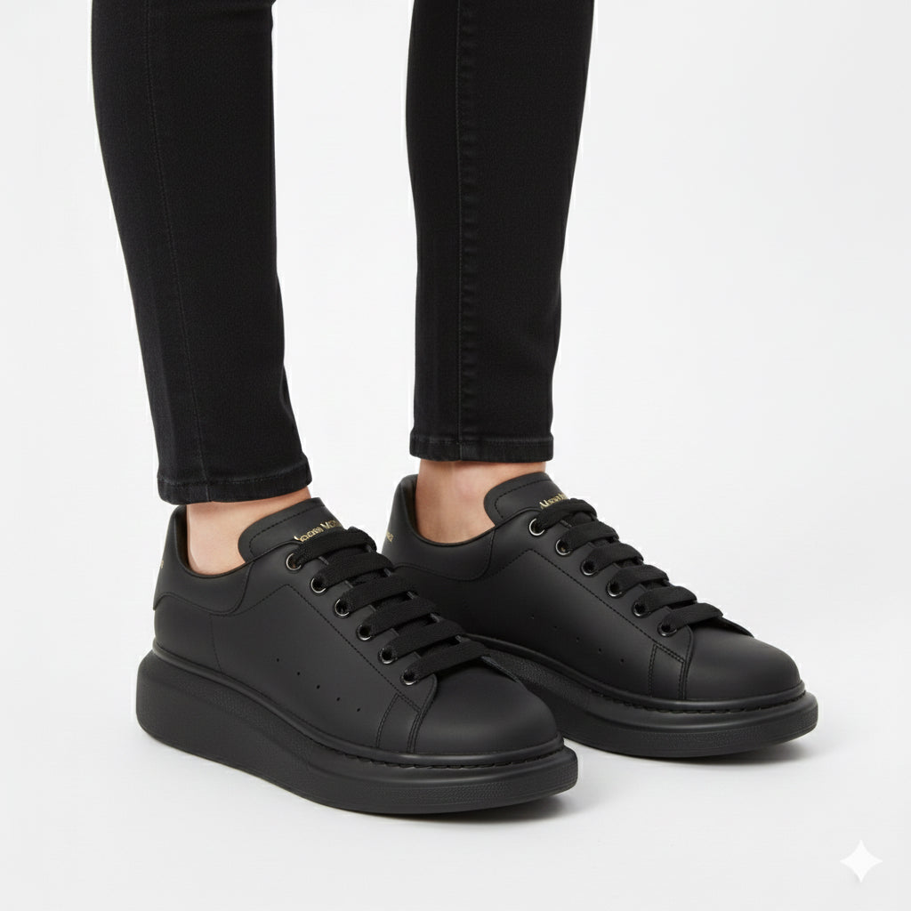 black leather sneakers alexander mcqueen triple black sneakers