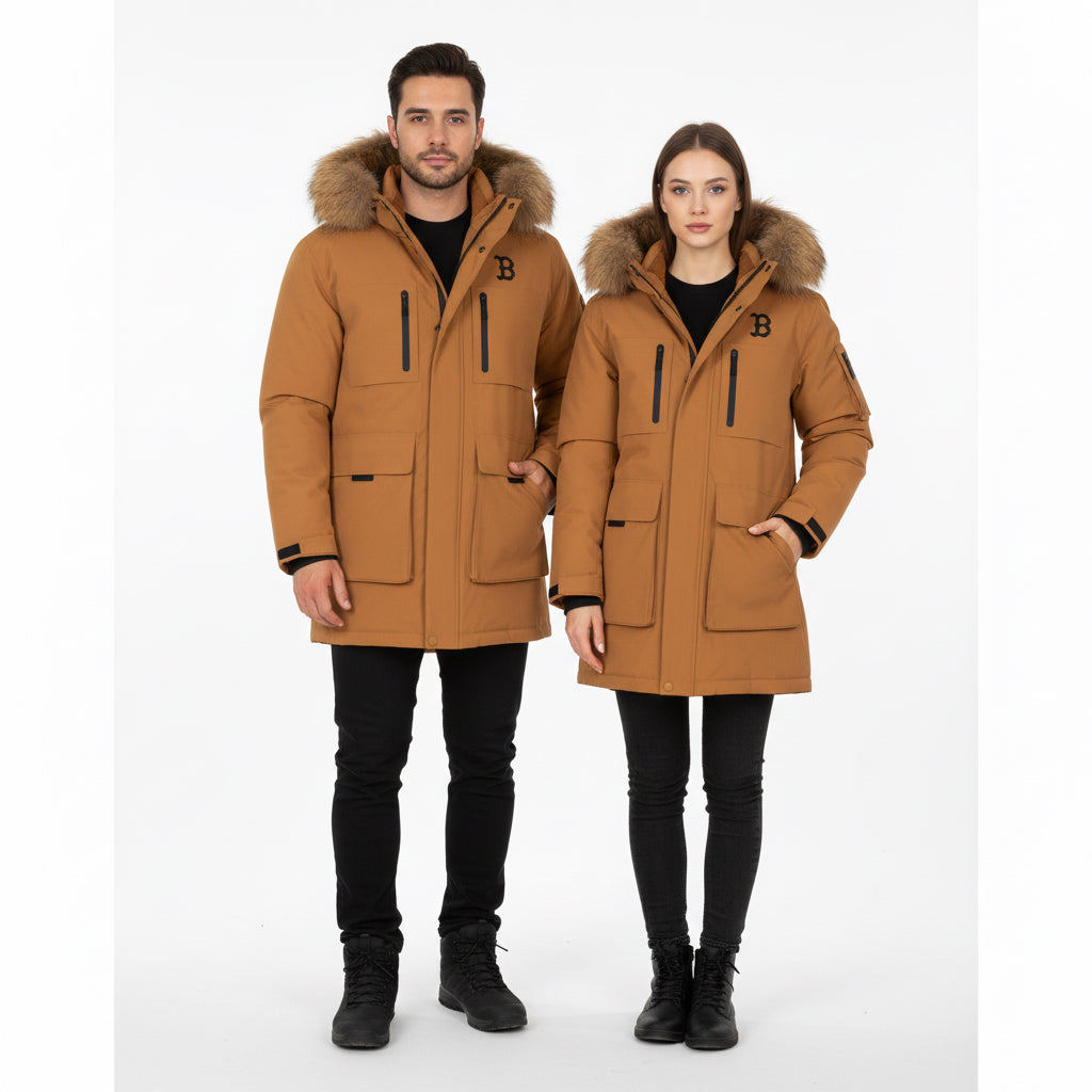 Chaqueta acolchada de ganso medio Gorpcore Outpocket Fur de MLB