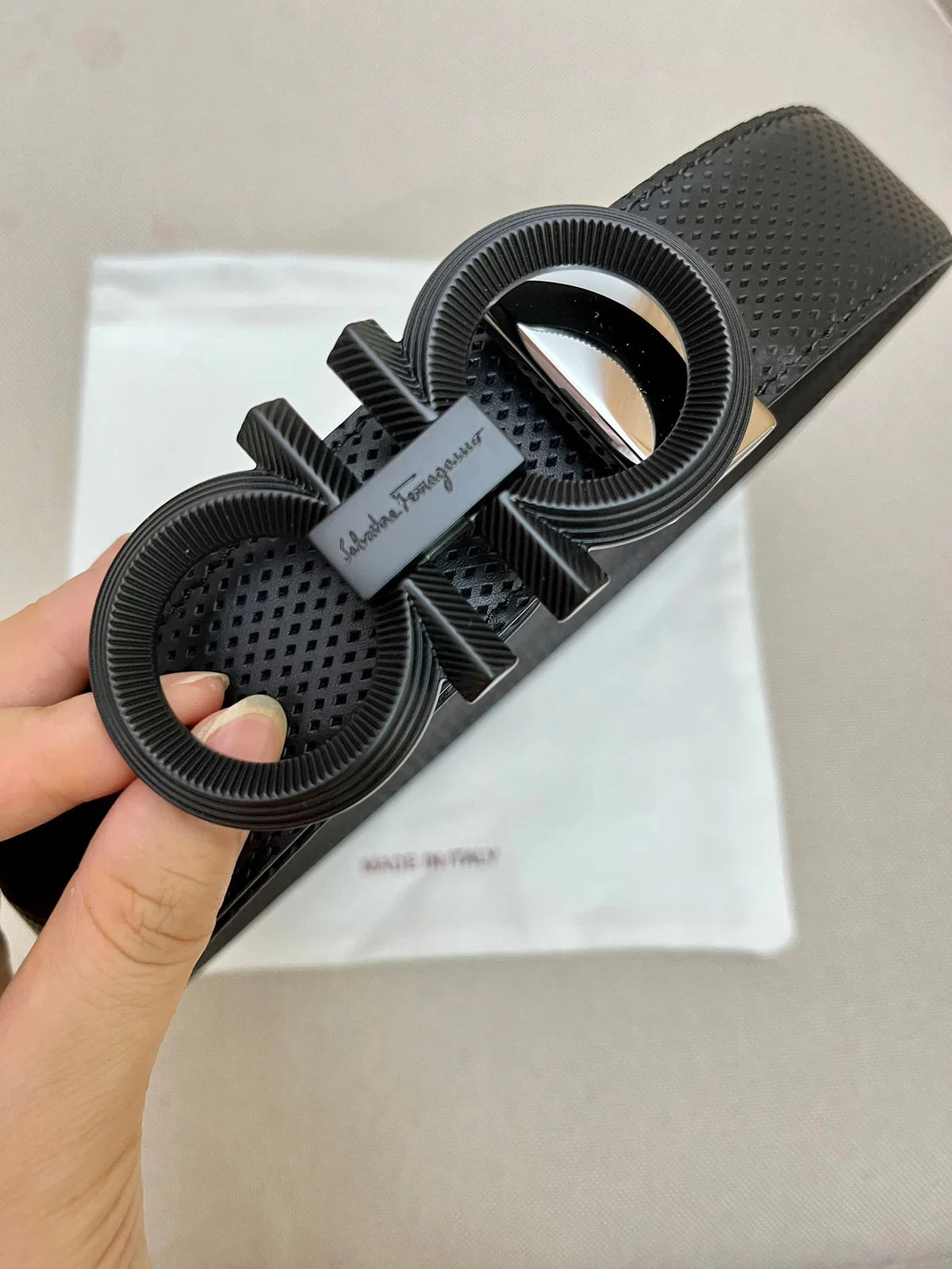 Salvatore Ferragamo Reversible Black/Brown Leather Gancini Belt