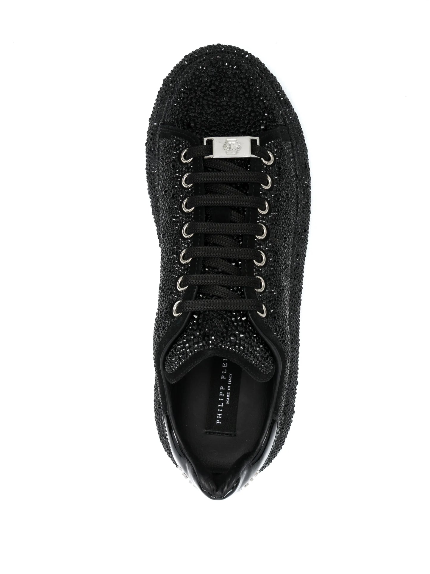 Philipp Plein Crystal Embellished Low-Top Sneakers Black Leather