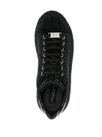 Philipp Plein Crystal Embellished Low-Top Sneakers Black Leather