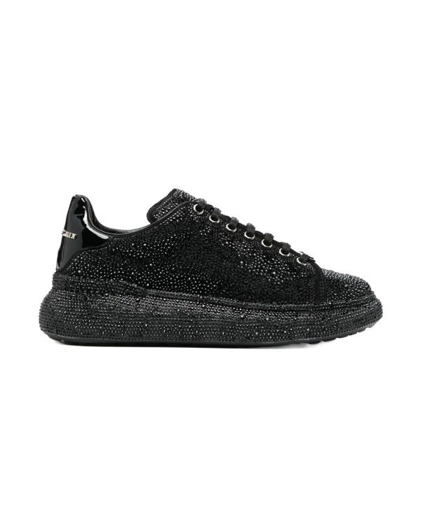 Philipp Plein Crystal Embellished Low-Top Sneakers Black Leather