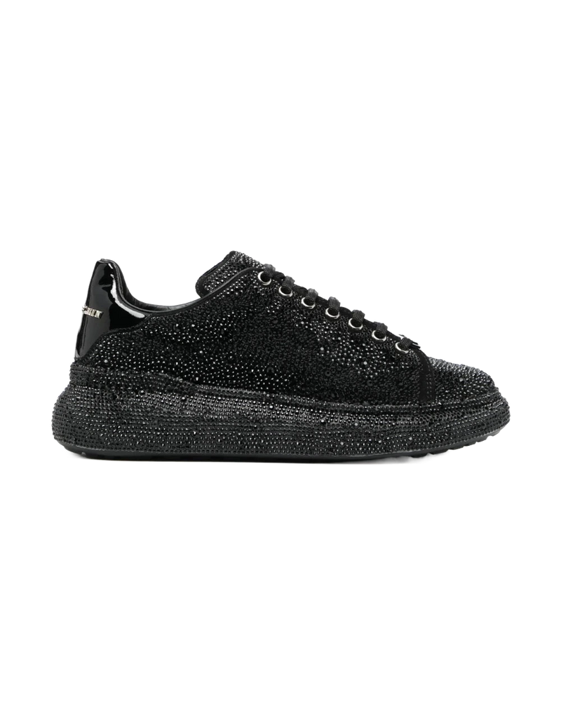 Philipp Plein Crystal Embellished Low-Top Sneakers Black Leather