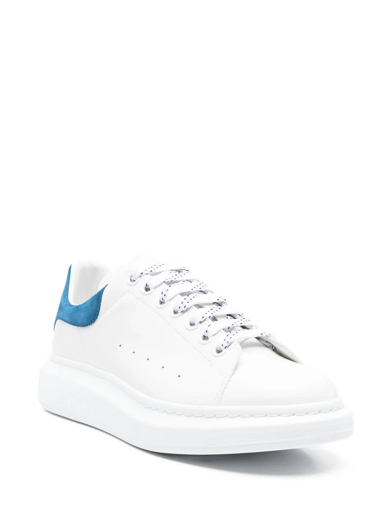 Alexander McQueen White Oversized Leather Sneakers Suede Heel