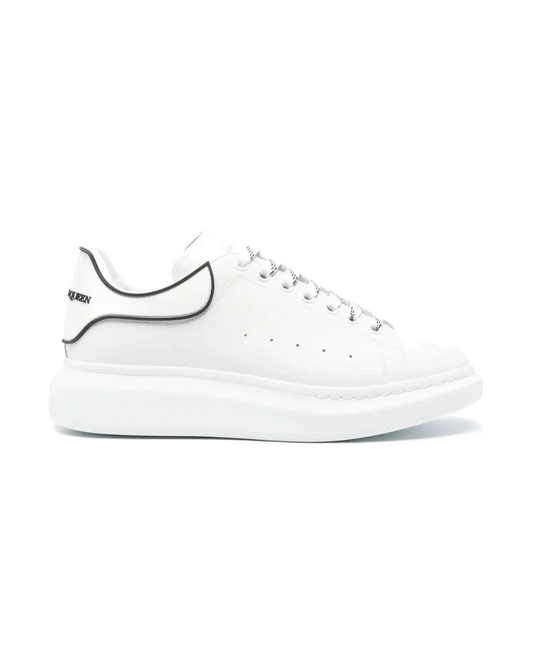 Alexander McQueen White Oversized Lace-Up Sneakers Black Heel & Trim