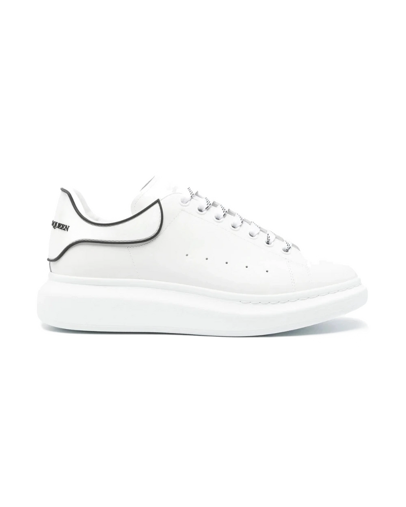 Alexander McQueen White Oversized Lace-Up Sneakers Black Heel & Trim