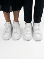 Alexander McQueen White Oversized Lace-Up Sneakers Black Heel & Trim