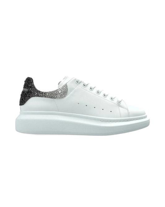 Alexander McQueen White Oversized Sneakers with Crystal Heel