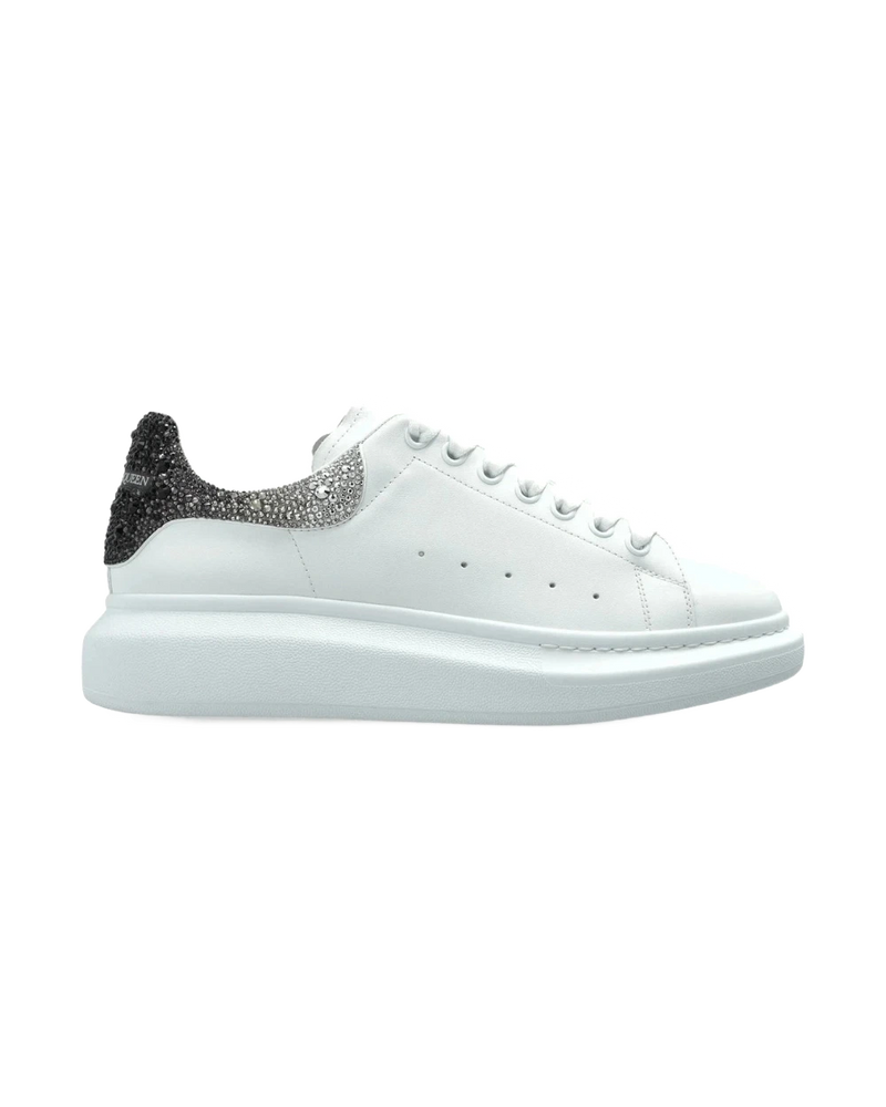 Alexander McQueen White Oversized Sneakers with Crystal Heel
