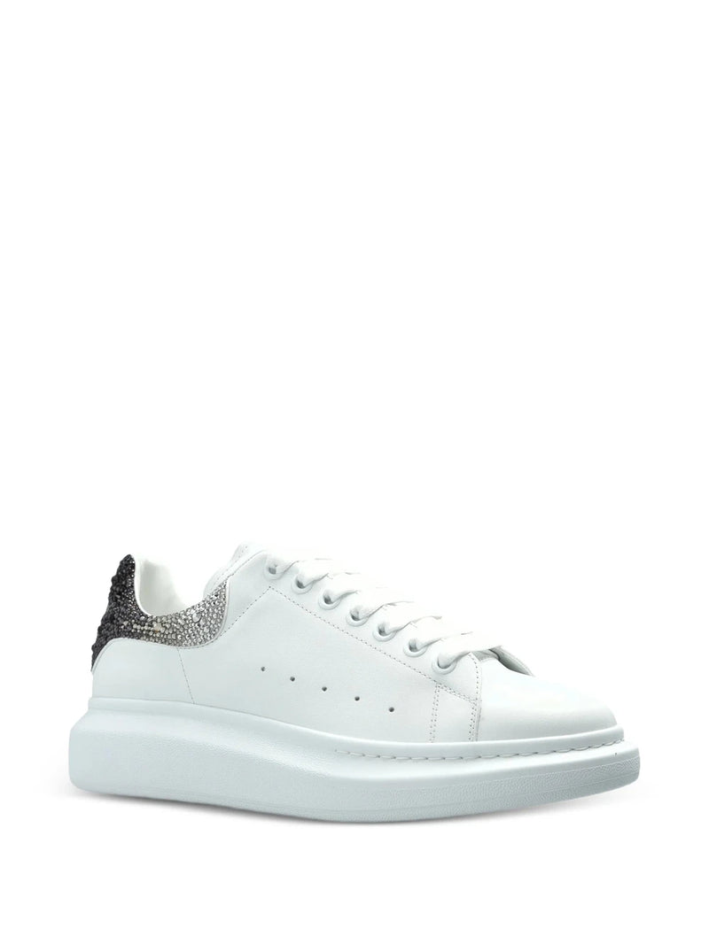Alexander McQueen White Oversized Sneakers with Crystal Heel
