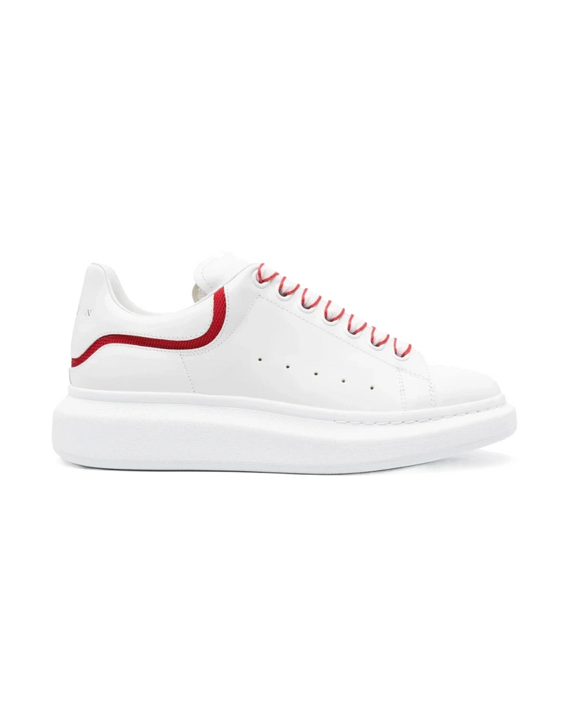 Alexander McQueen Oversized Lace-Up Leather Sneakers – White & Red