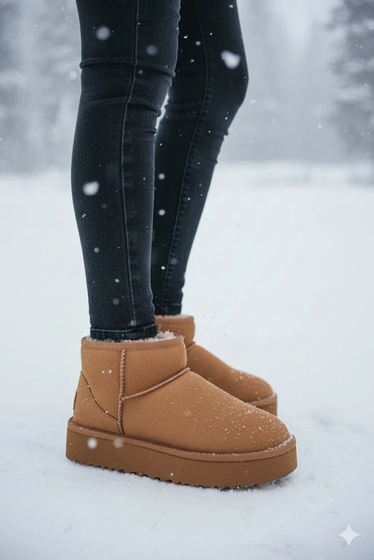 Sheepskin Platform Ankle Boots