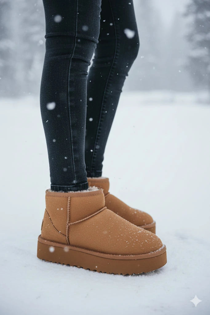 Sheepskin Platform Ankle Boots