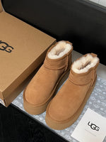 Sheepskin Platform Ankle Boots