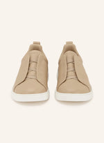 Zegna Triple Stitch™ Slip-On Sneakers – Beige / White