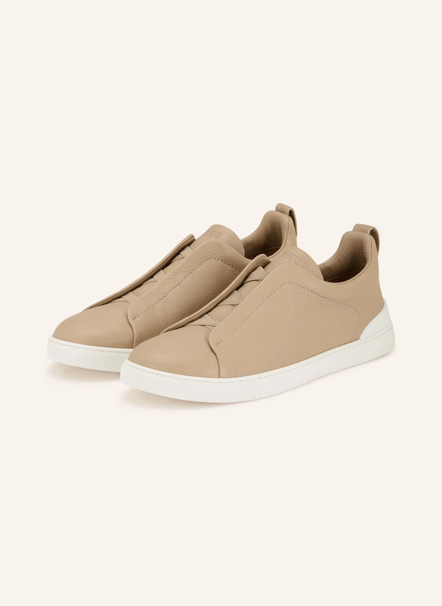 Zegna Triple Stitch™ Slip-On Sneakers – Beige / White