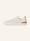 Zegna Triple Stitch™ Slip-On Sneakers – White / Cognac