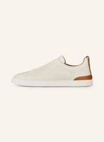 Zegna Triple Stitch™ Slip-On Sneakers – White / Cognac