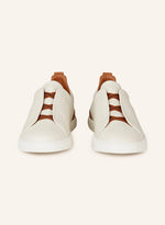 Zegna Triple Stitch™ Slip-On Sneakers – White / Cognac