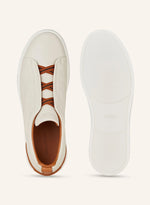 Zegna Triple Stitch™ Slip-On Sneakers – White / Cognac