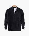 Men's Cable-Knit Half-Zip Sweater – Black
