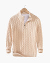 Men's Cable-Knit Half-Zip Sweater – Cream