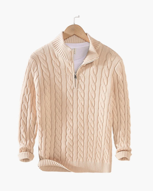 Men's Cable-Knit Half-Zip Sweater – Cream