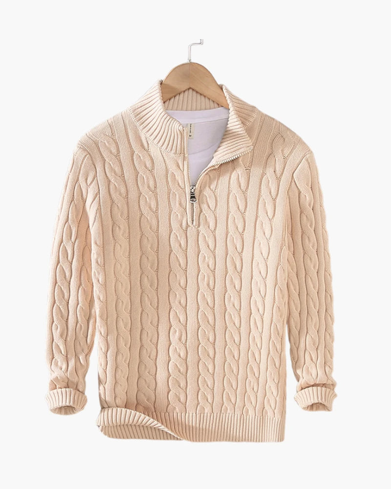 Men's Cable-Knit Half-Zip Sweater – Cream