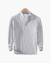 Men's Cable-Knit Half-Zip Sweater – Grey