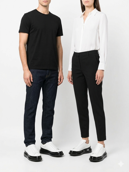 Alexander McQueen Sneakers in Pelle con Suola a Contrasto – Bianche