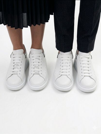 Alexander McQueen White Oversized Lace-Up Sneakers Black Heel & Trim