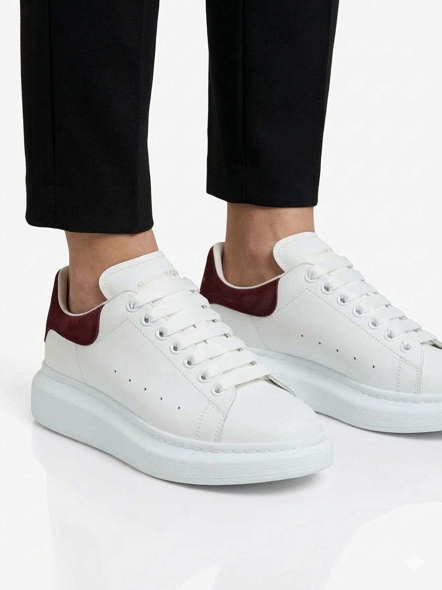 Sneakers Oversize Alexander McQueen Bianco e Bordeaux