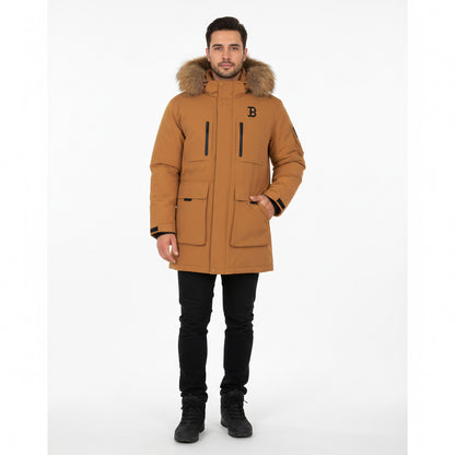 Chaqueta acolchada de ganso medio Gorpcore Outpocket Fur de MLB