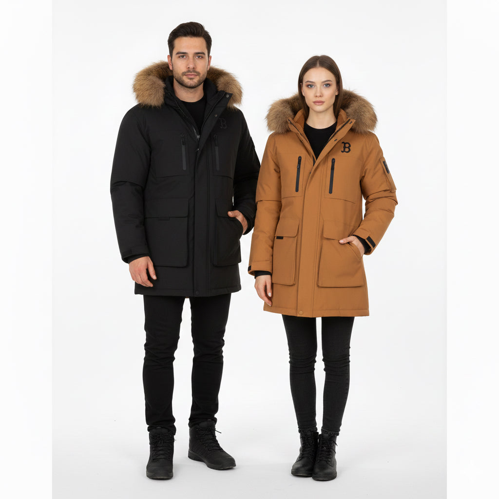 Chaqueta acolchada de ganso medio Gorpcore Outpocket Fur de MLB