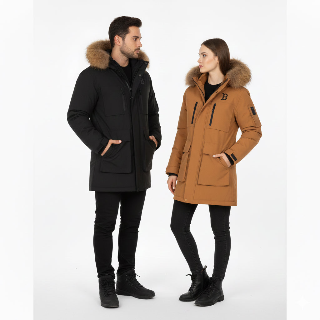 Chaqueta acolchada de ganso medio Gorpcore Outpocket Fur de MLB