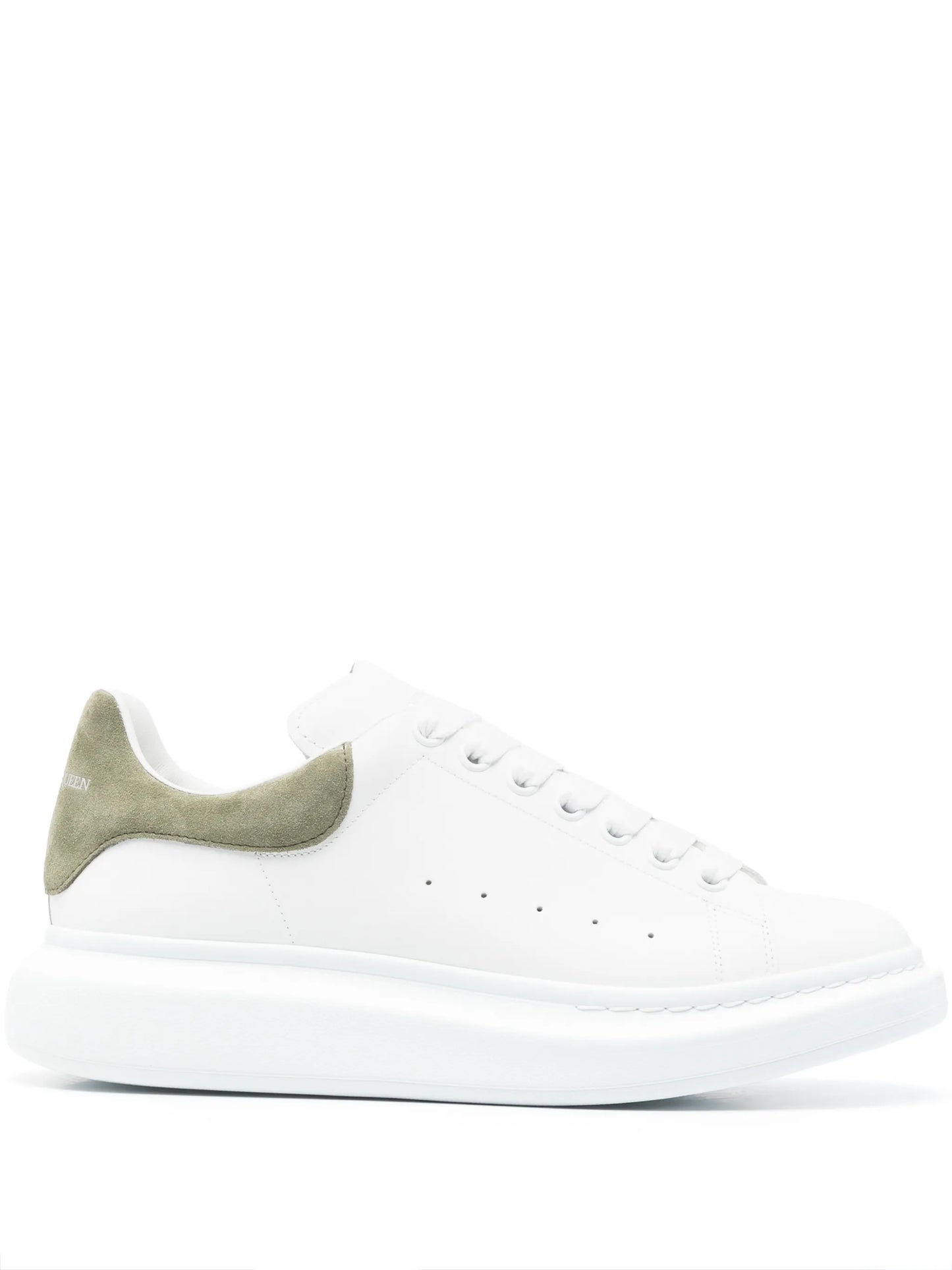 Alexander McQueen Lace-Up Leather Sneakers – White