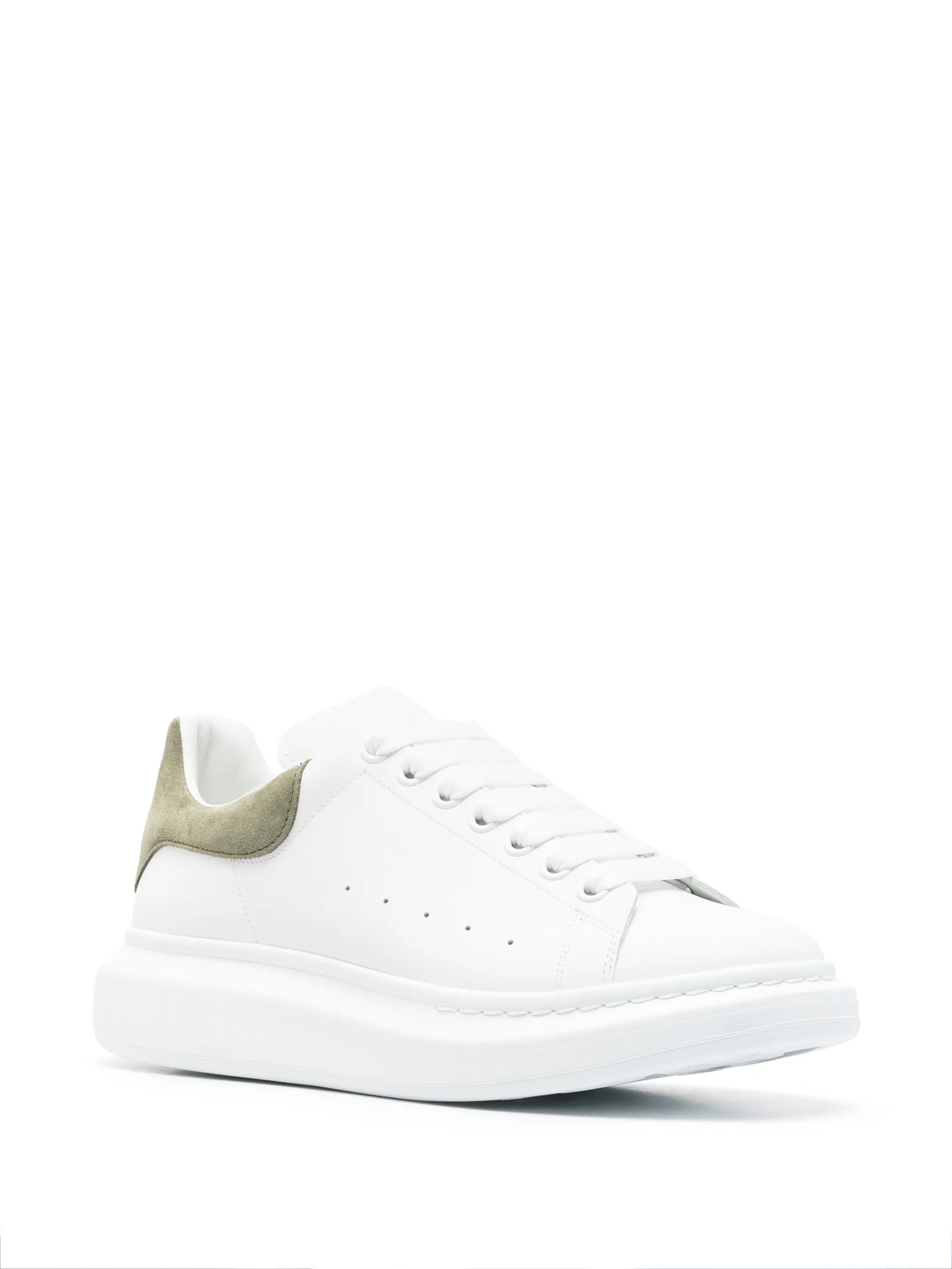 Alexander McQueen Lace-Up Leather Sneakers – White