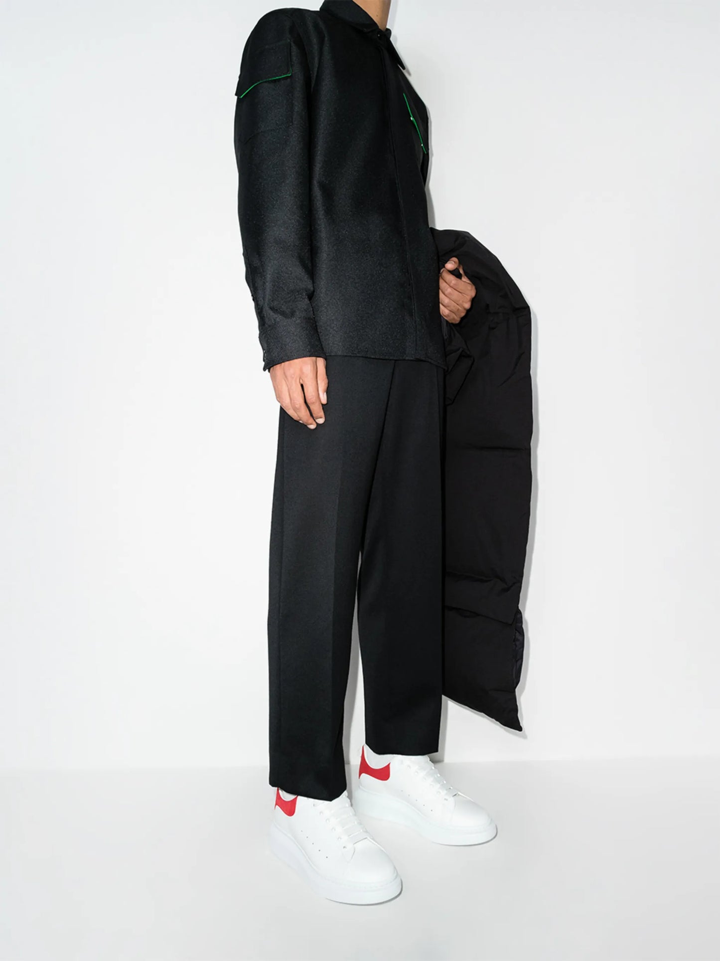 Alexander McQueen Oversized Leather Sneakers – White with Red Heel