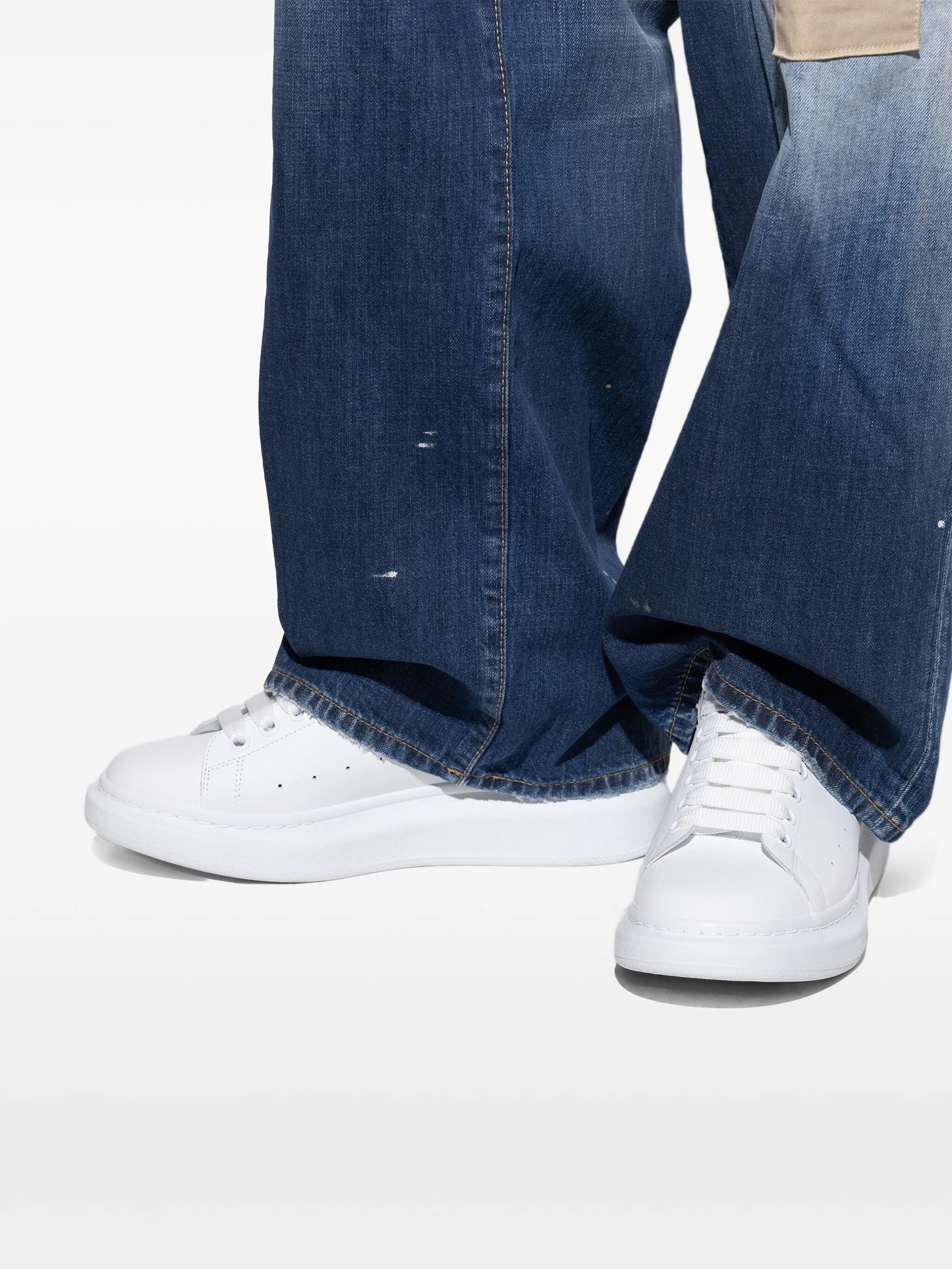 Alexander McQueen Oversized Stud-Embellished Sneakers – White Leather