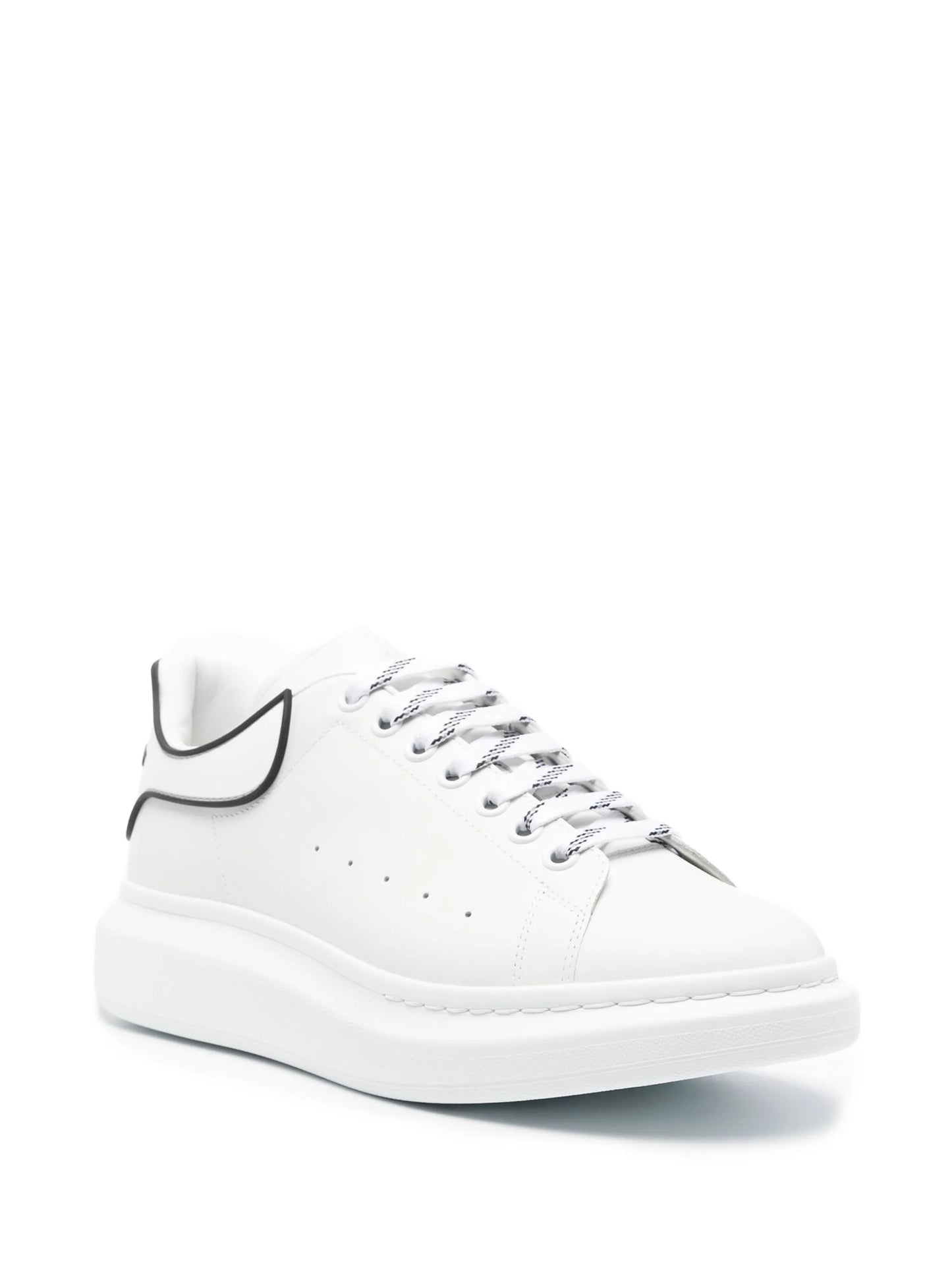 Alexander McQueen White Oversized Lace-Up Sneakers Black Heel & Trim