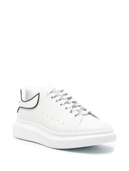 Alexander McQueen White Oversized Lace-Up Sneakers Black Heel & Trim