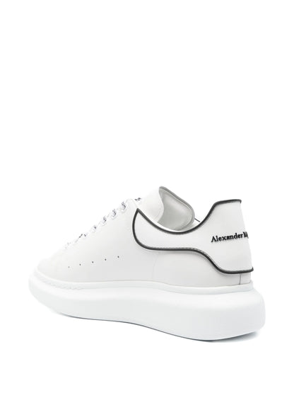 Alexander McQueen White Oversized Lace-Up Sneakers Black Heel & Trim