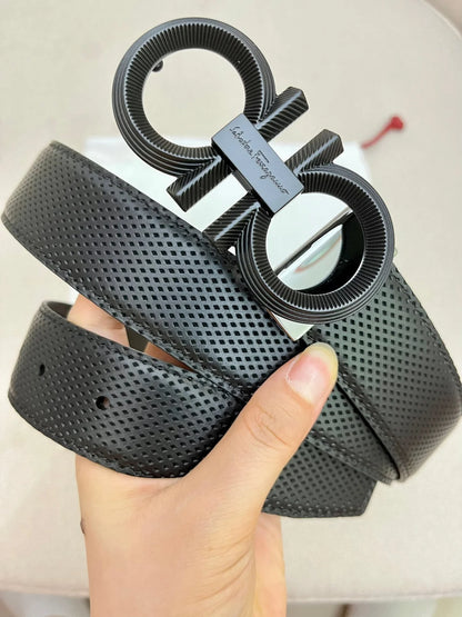 Salvatore Ferragamo Reversible Black/Brown Leather Gancini Belt