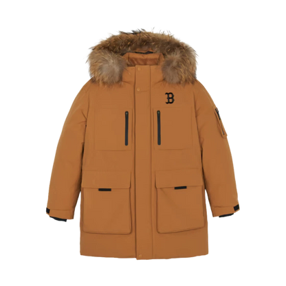 Chaqueta acolchada de ganso medio Gorpcore Outpocket Fur de MLB