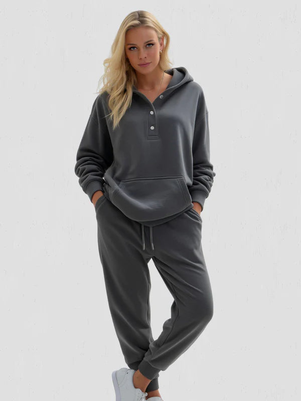 Sudadera Oversized Snap-Fit – Algodón Suave con Interior Acolchado