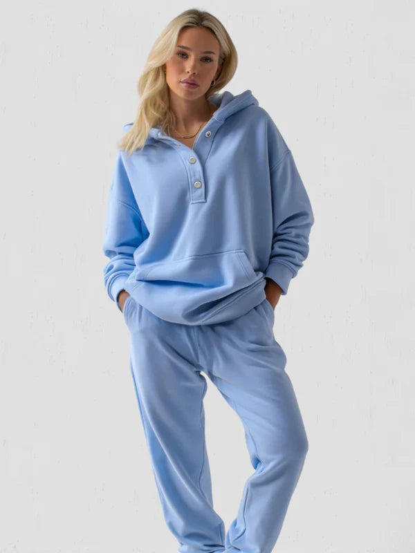 Sudadera Oversized Snap-Fit – Algodón Suave con Interior Acolchado
