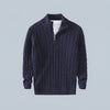Men's Cable-Knit Half-Zip Sweater – Navy Blue