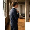 Men's Cable-Knit Half-Zip Sweater – Navy Blue