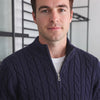 Men's Cable-Knit Half-Zip Sweater – Navy Blue