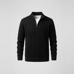 Men's Cable-Knit Half-Zip Sweater – Black